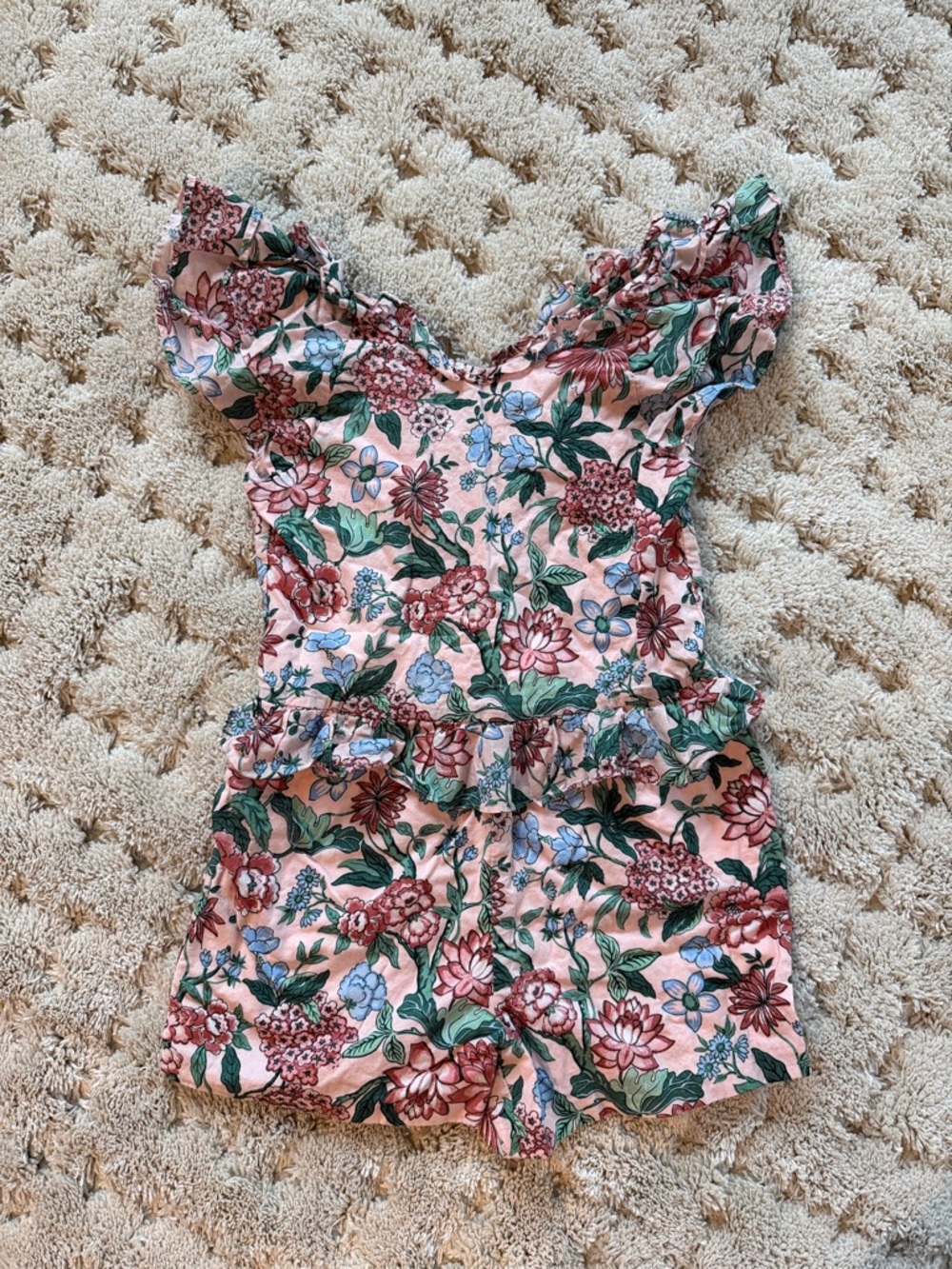 Janie and Jack Pink Floral Ruffle One-Piece